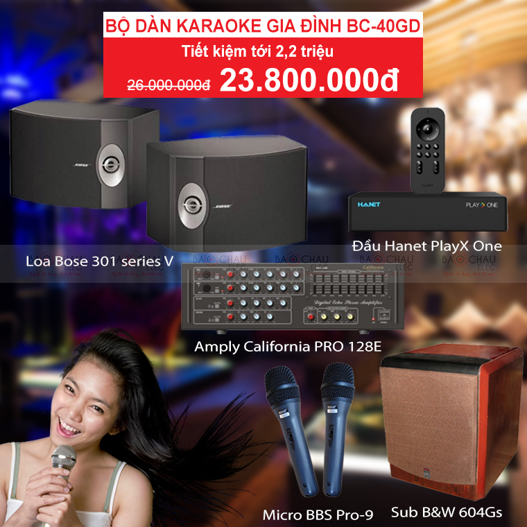 Bộ dàn karaoke gia đình BC-40GD hay giá rẻ