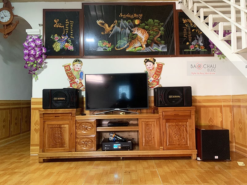 Lắp đặt dàn karaoke gia đình anh Phi tại Hưng Yên (BIK BJ-S886II, BKSound DKA-6500, SW512C)