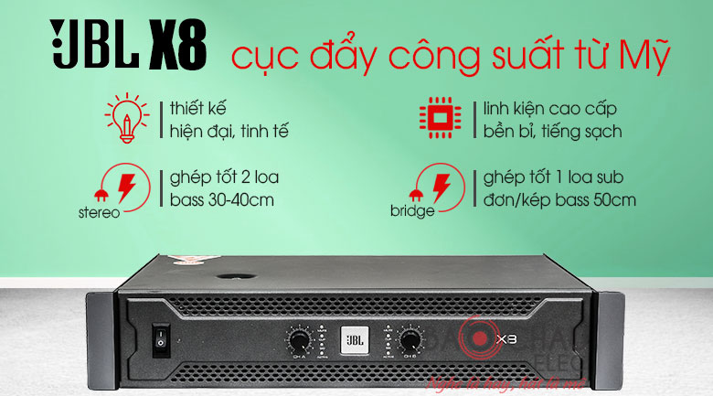 Cục đẩy công suất 2 kênh Mỹ chính hãng: JBL X8