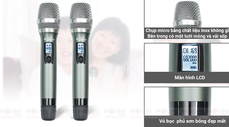 Đi kèm Digital Karaoke Power Amplifier BKSound DKA 8500 là 2 tay micro chắc chắn, nhạy bén
