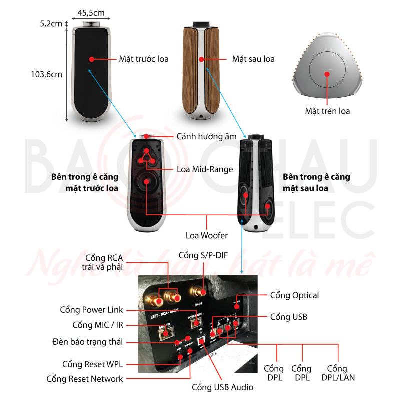Loa B&O Beolab 50 (4200W, Bluetooth, Wifi, Optical, RCA, Bảo hành 3 năm)
