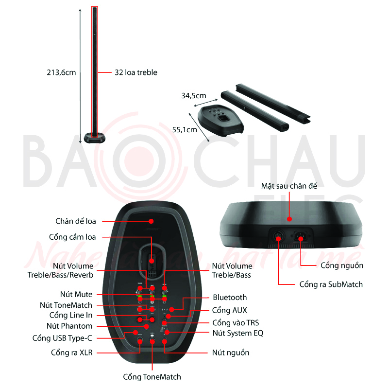 Loa Bose L1 Pro32  (Hệ thống PA di động, Bluetooth, tích hợp Mixer, Điều khiển)