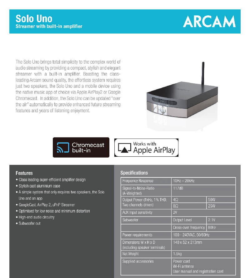 Amply Arcam Solo Uno (Network Streamer)