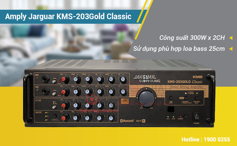 Amply karaoke Jarguar KMS-203Gold Classic cho công suất 300 x 2CH