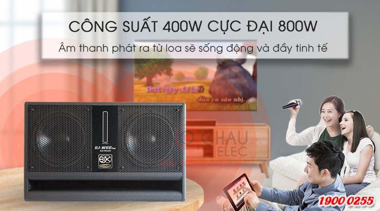 Sub hơi BIK BJ-W66PLUS (bass đôi 25) cho công suất 800W