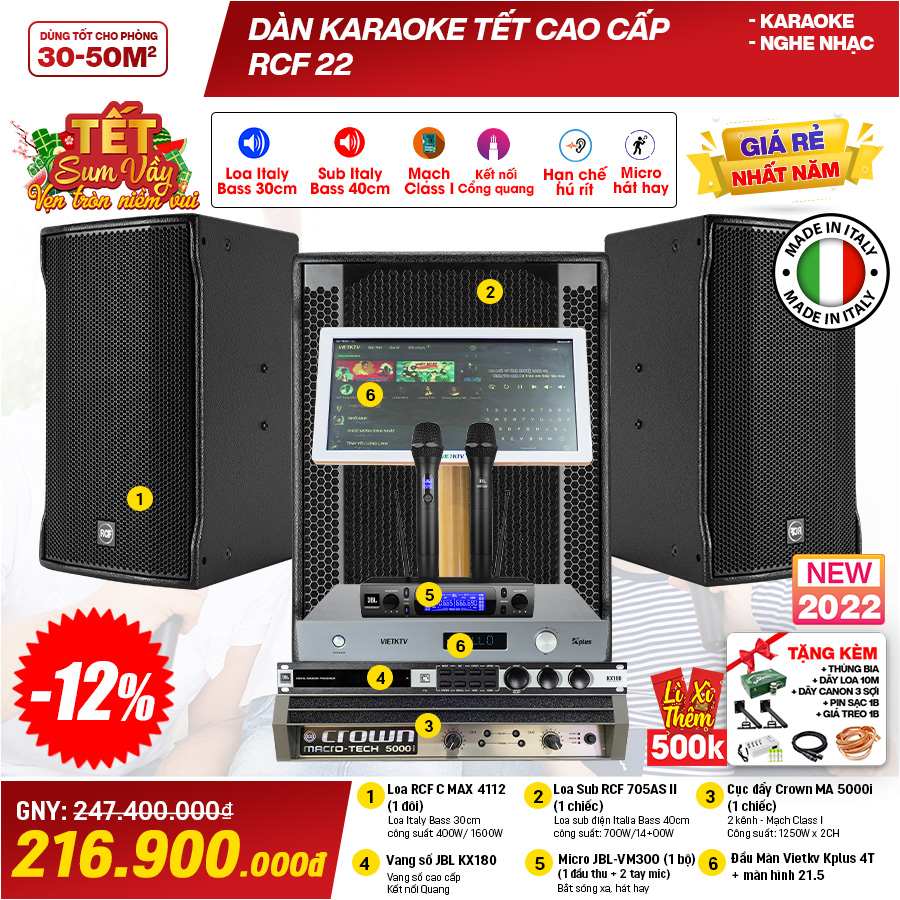 Dàn karaoke cao cấp RCF 22