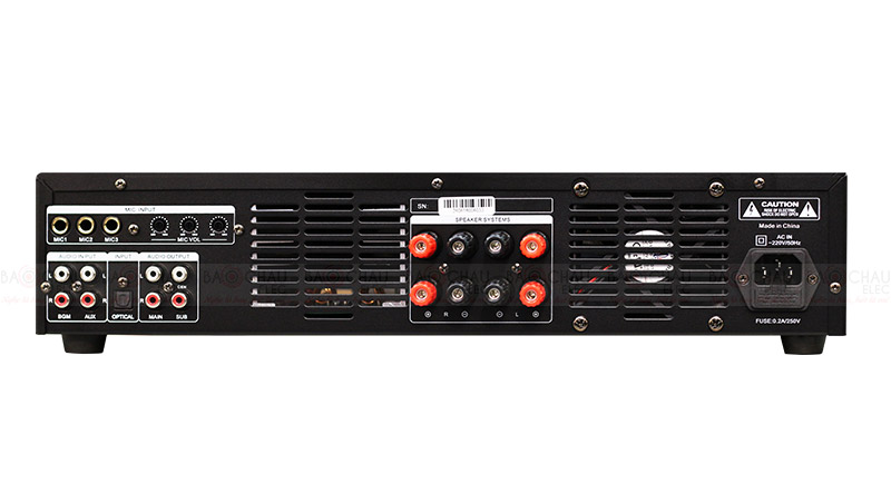 Mặt sau Cục đẩy liền vang BKsound DP3600 đầy đủ cổng kết nối
