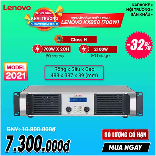 Cục đẩy công suất 2 kênh Lenovo KX850 (700W)