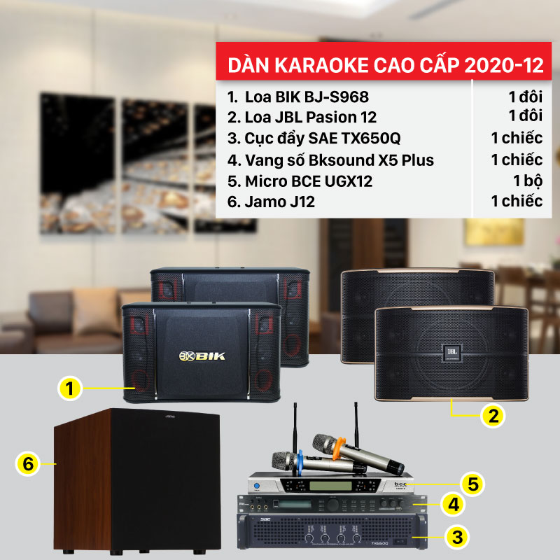 Dàn karaoke cao cấp 2020-12 cấu hình hiện đại, chính hãng