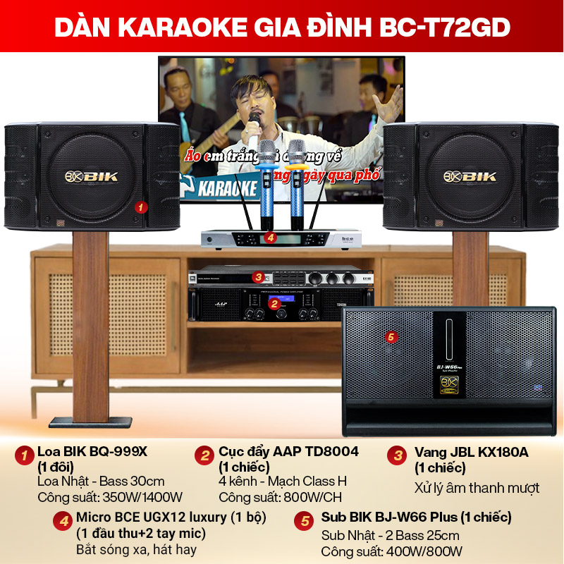 dàn karaoke gia đình BC-T72GD