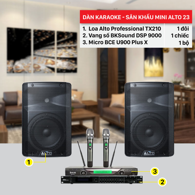 Dàn karaoke sân khấu Alto 23 cấu hình hiện đại, giá rẻ