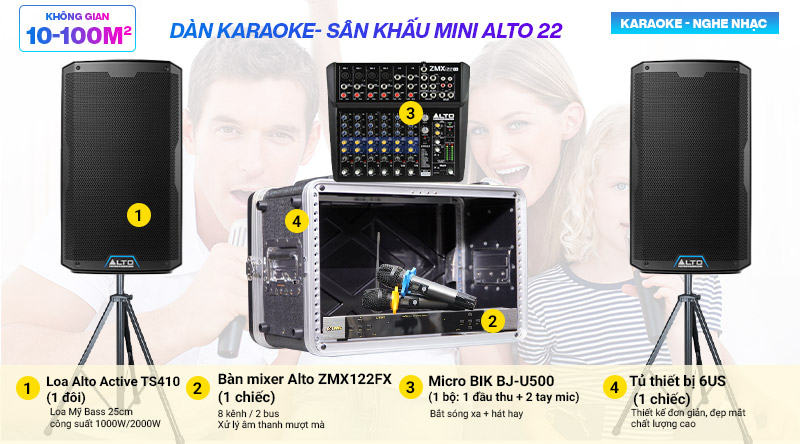 Dàn karaoke - sân khấu mini Alto 22