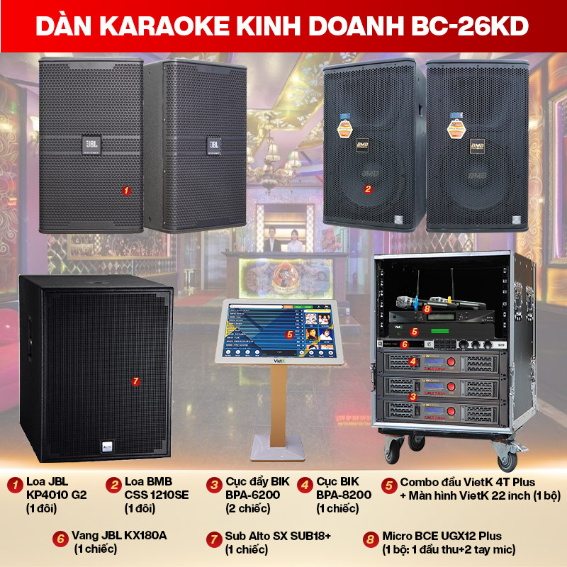 Dàn karaoke kinh doanh BC-26KD (25m2)