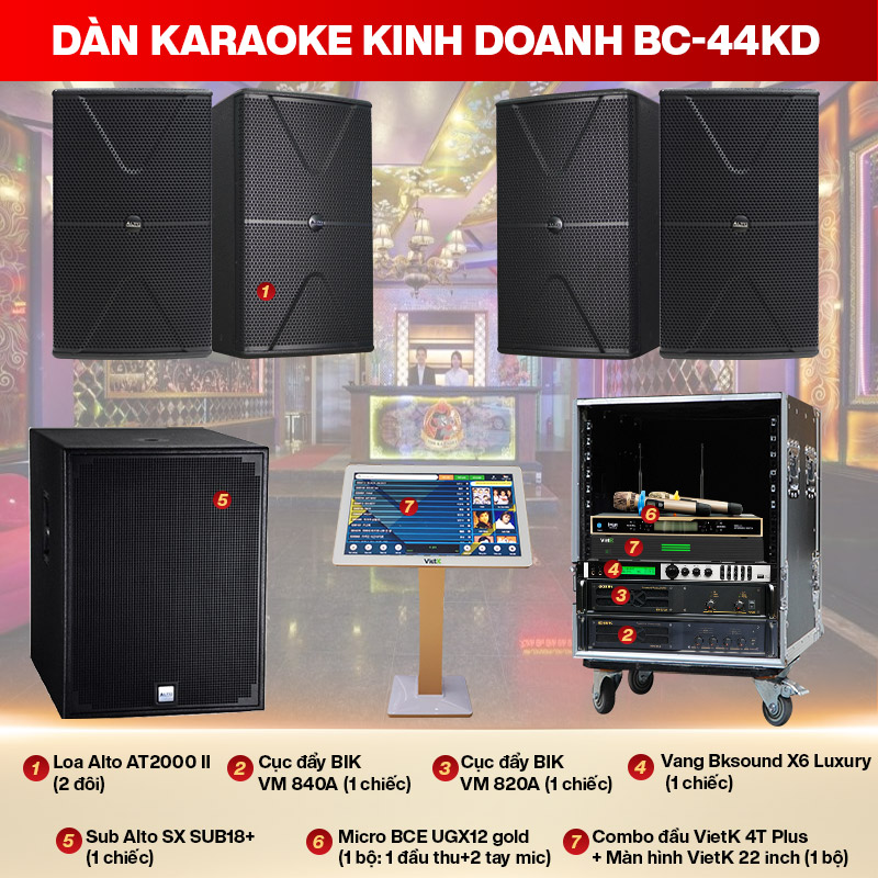 Dàn karaoke kinh doanh BC-44KD (30m2)