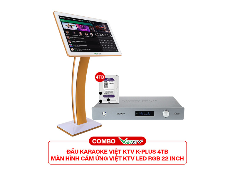 Combo Đầu Việt KTV K-Plus 4T + Màn Việt KTV Led RGB 22 inch 