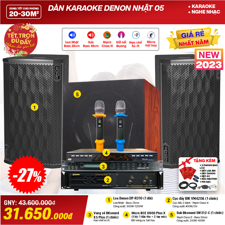 Tết sẻ chia, Dàn karaoke Denon Nhật mới cứng giảm 30%, giá mềm khó tin