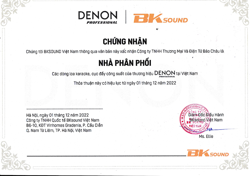 Bảo Châu Elec - Đại lý duy nhất phân phối độc quyền dòng loa Denon chính hãng của BKSOUND