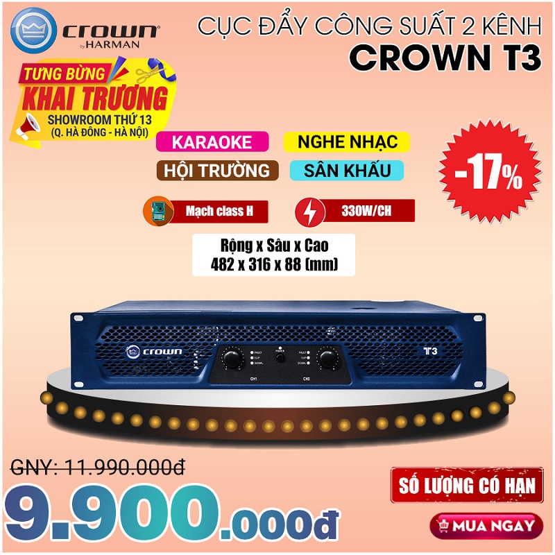 Cục đẩy công suất Crown T3 (NK Ba Sao)