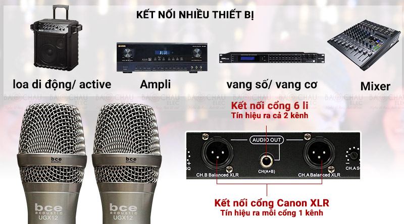 Micro không dây BCE UGX12 dễ dàng kết hợp cùng các thiết bị âm thanh khác