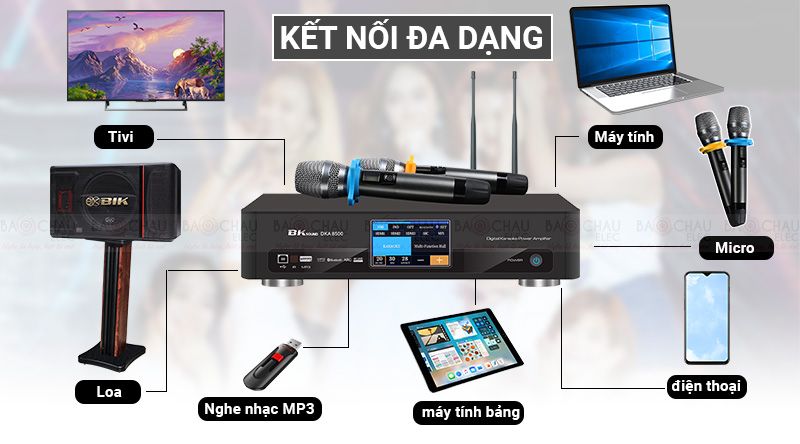 Digital Karaoke Power Amplifier BKSound được trang bị nhiều cổng kết nối