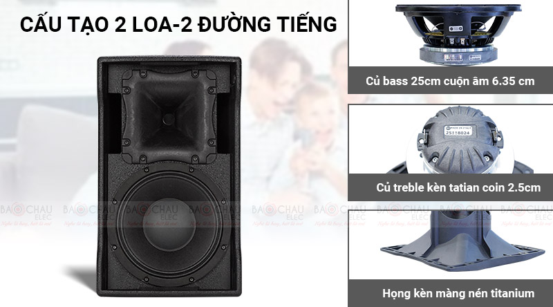 Loa karaoke RCF E MAX 3110 là hệ thống 2 loa, 2 đường tiếng