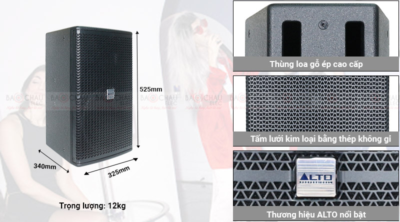 Loa karaoke Alto AK110 trọng lượng, kích thước tương đối
