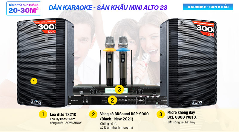 Dàn karaoke sân khấu Alto 23 cấu hình hiện đại, giá rẻ
