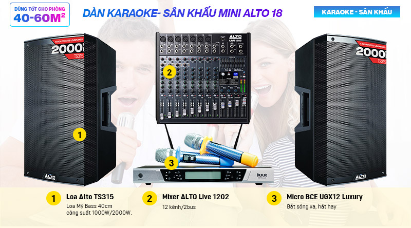 Dàn karaoke BC-Alto 18 cấu hình thiết bị chính hãng, giá rẻ nhất