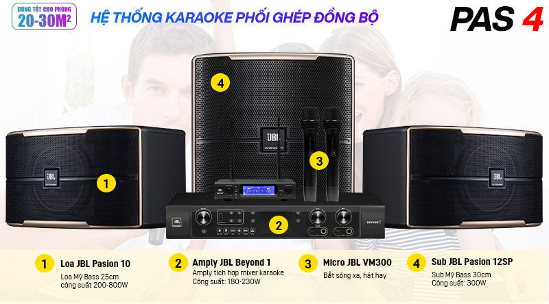 Dàn karaoke JBL PAS 4 ( JBL Pasion 10, JBL Beyond 1, JBL Pasion 12SP, JBL VM300)