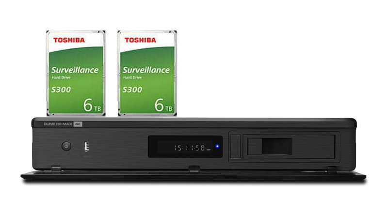 Combo Đầu Dune HD Max 4K + 2 Ổ Toshiba 6TB S300 - Kết nối 2 ổ gắn trong