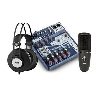 Combo thu âm Mixer Soundcraft notepad 8FX + Micro AKG P120 + tai nghe AKG K72