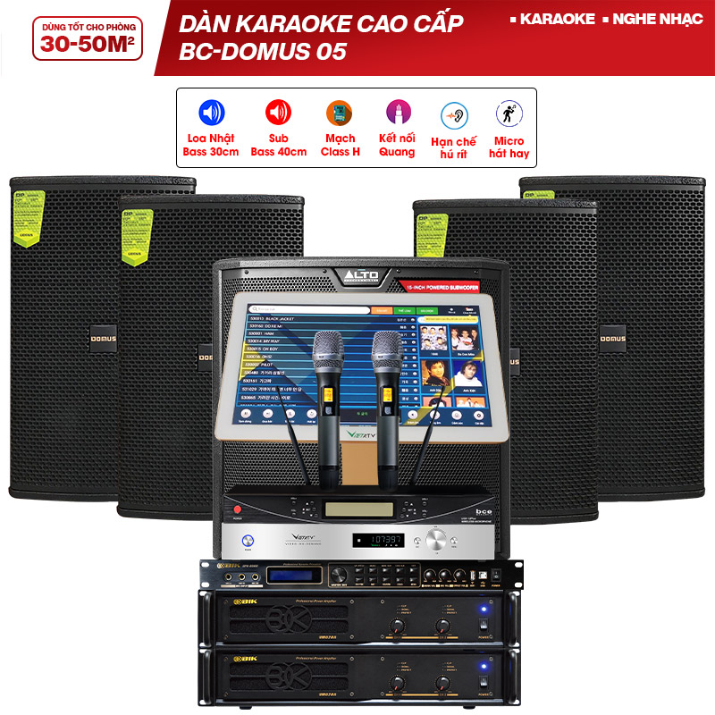 Dàn karaoke cao cấp BC-Domus 05 (Domus DP 6120, Alto TS315S, BIK VM 620A, BIK BPR 8500, BCE UGX12 Plus, HDPlus 4TB)