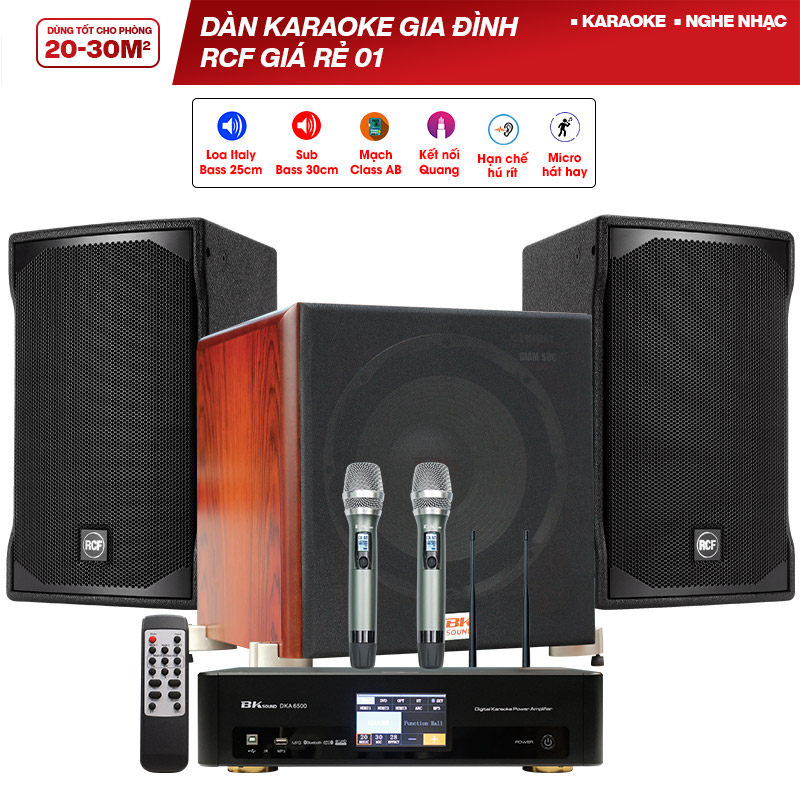 Dàn karaoke gia đình RCF giá tốt 01 (EMAX 3110 MKII, BKSound DKA 6500, BKSound SW512)