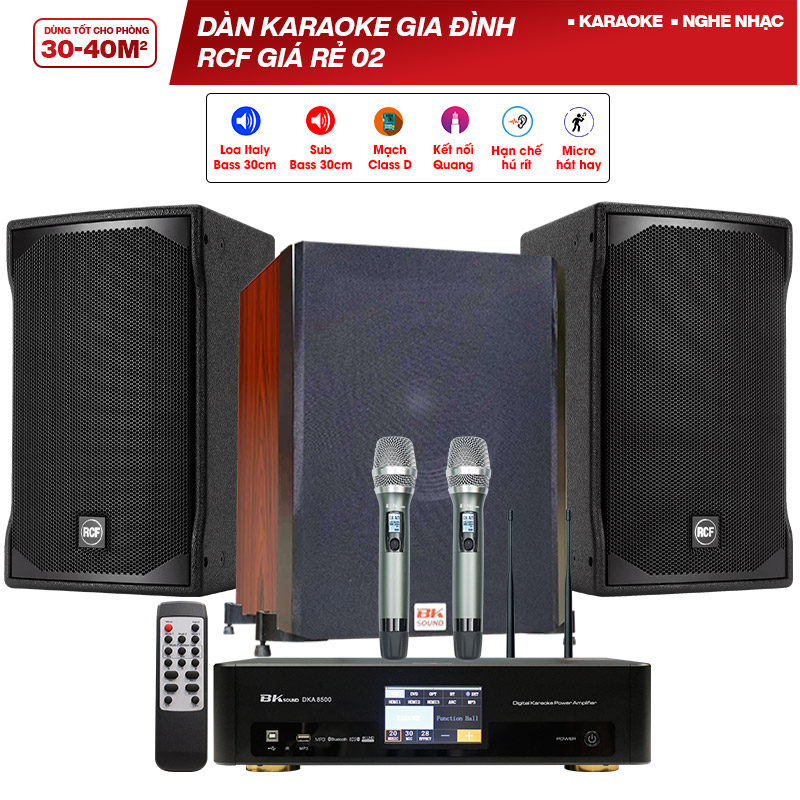 Dàn karaoke gia đình RCF giá rẻ 02 (RCF EMAX 3112 MKII, BKSound DKA 8500, BKSound SW612)