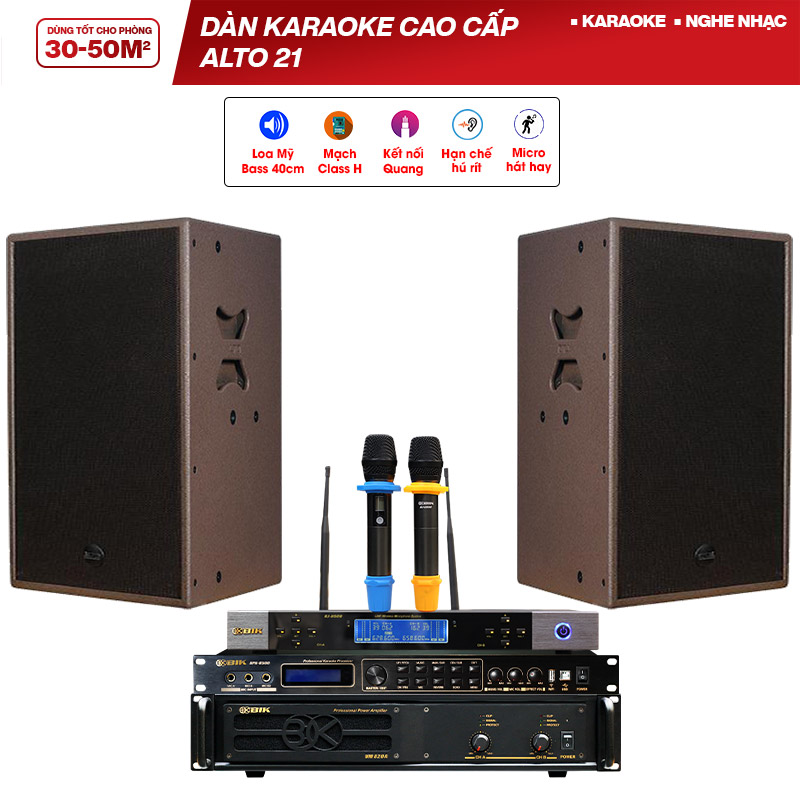 Dàn karaoke cao cấp Alto 21 (Alto BLS15+, BIK VM820A, BIK BPR 8500, BIK BJ U500)