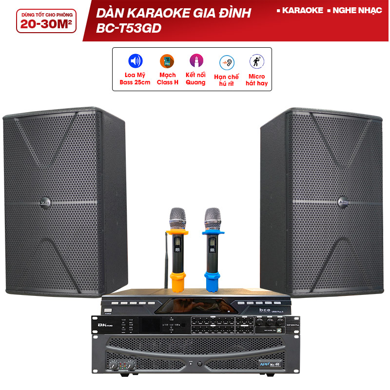 Dàn karaoke gia đình BC-T53GD (Alto AT1000II, APP MZ46, BKSound DSP 9000 Plus, BCE U900 Plus X)