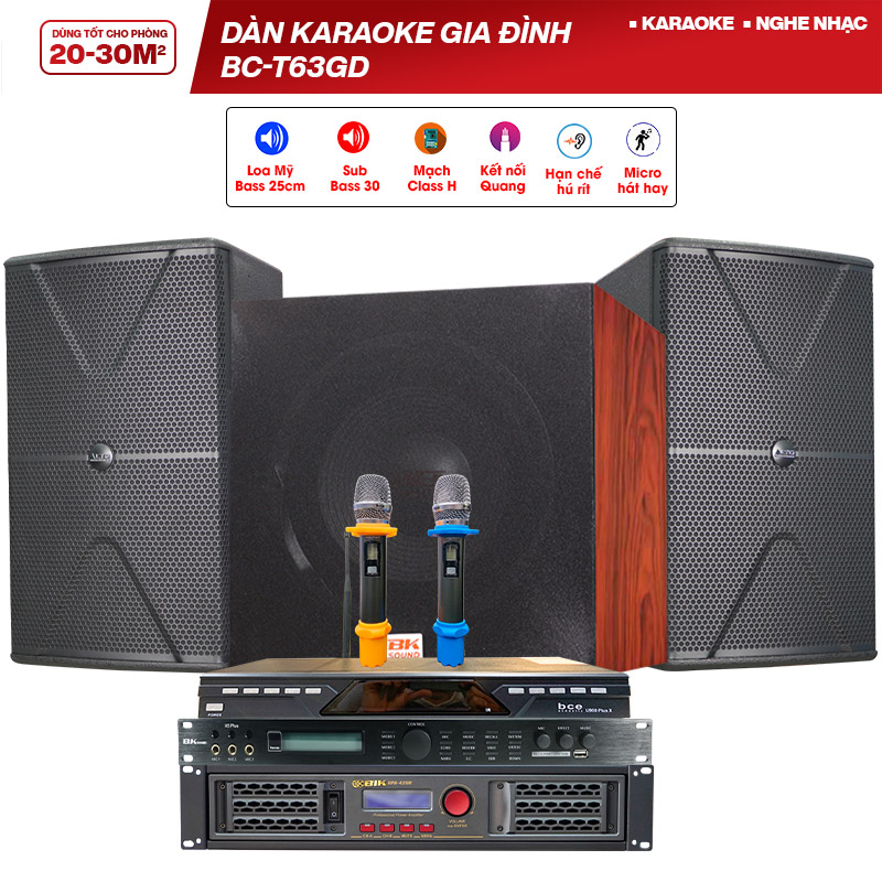 Dàn karaoke gia đình BC-T63GD (Alto AT1000II, BKSound X5 Plus, BKSound SW312C, BCE U900 Plus X)