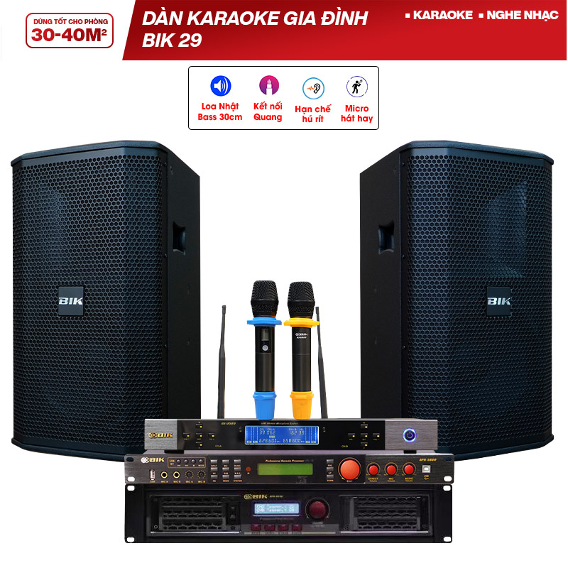 Dàn karaoke gia đình BIK 29 (BIK BSP 412II, BIK BPA 6200, BIK BPR 5600, BIK BJ U500)