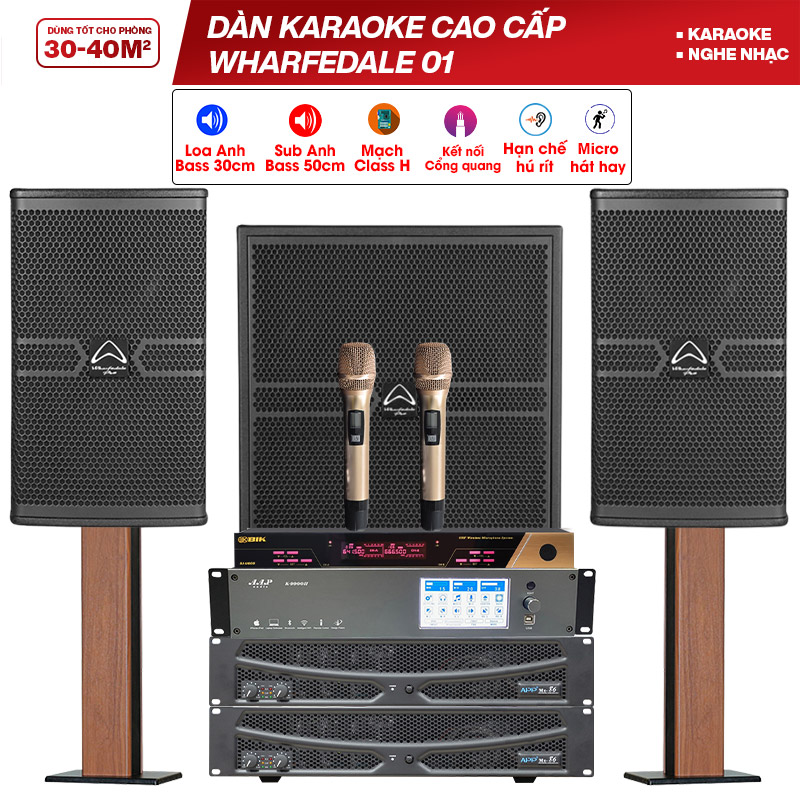 Dàn karaoke cao cấp Wharfedale 01 (Whafadele Pro ANGLO 12, APP MZ86, AAP K9900II, Wharfedale Anglo E18B, BIK BJ U600)