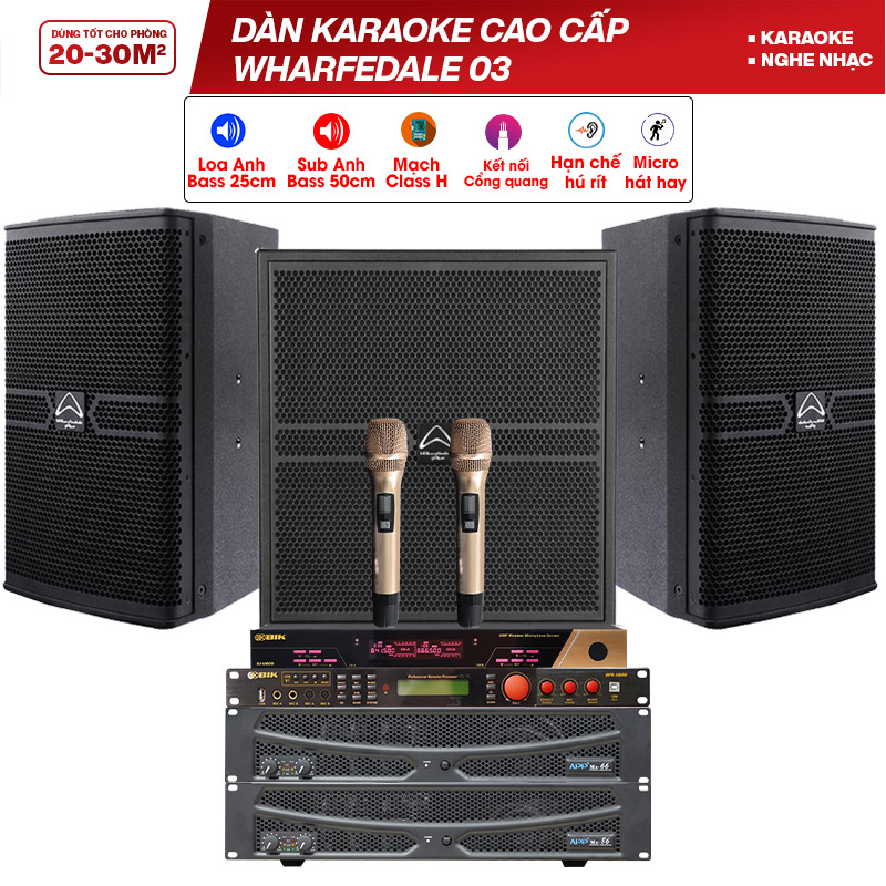 Dàn karaoke cao cấp Wharfedale 03 (Whafadele Anglo 10, APP MZ 66, APP MZ 86, BPR 5600, Wharfedale Anglo E18B, BJ U600)