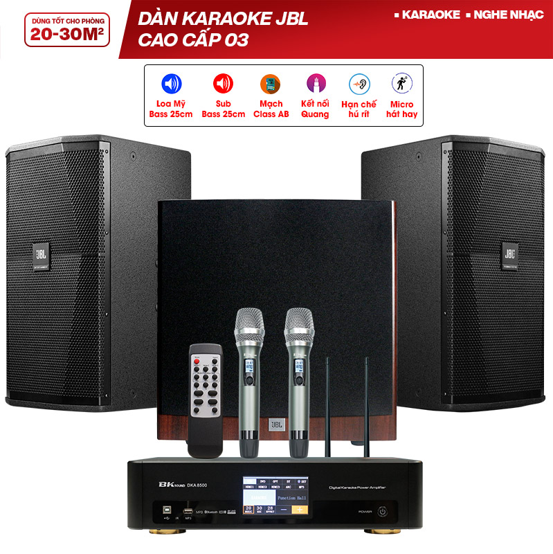 Dàn karaoke JBL cao cấp 03 (JBL XS10, BKSound DKA 8500, JBL Stage A100P)