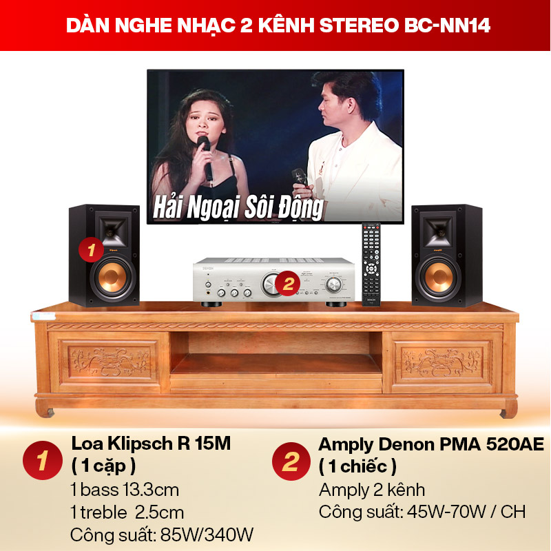 Dàn nghe nhạc 2 kênh Stereo BC-NN14 (Klipsch R 15M+Denon PMA 520AE)