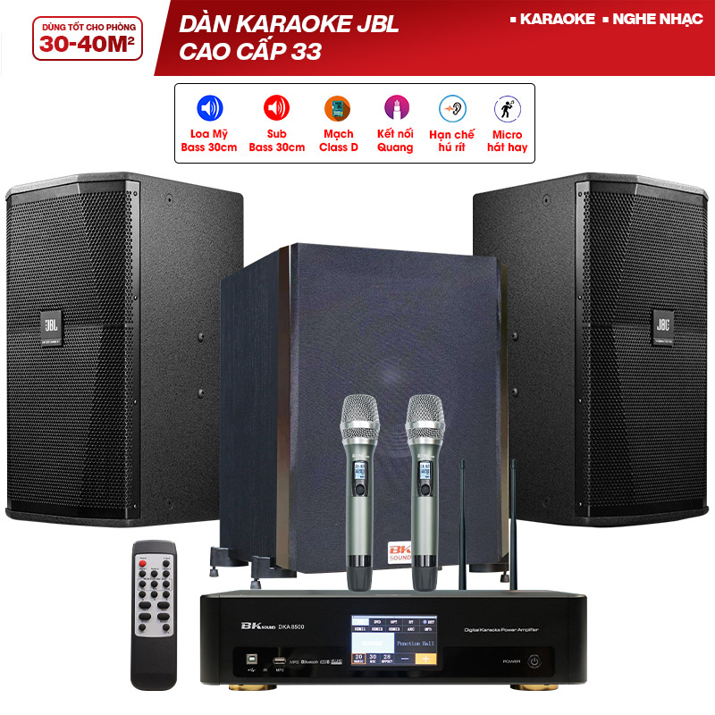 Dàn karaoke JBL cao cấp 33 (JBL XS 12, BK Sound DKA8500,  BK Sound SW612)