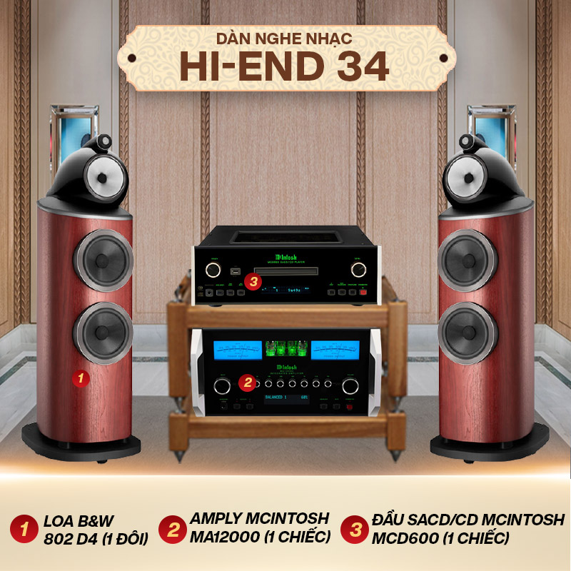 Dàn nghe nhạc Hi-end 34 (B&W 802 D4+ MCIntosh MA12000+ SACD/CD MCIntosh MCD600)