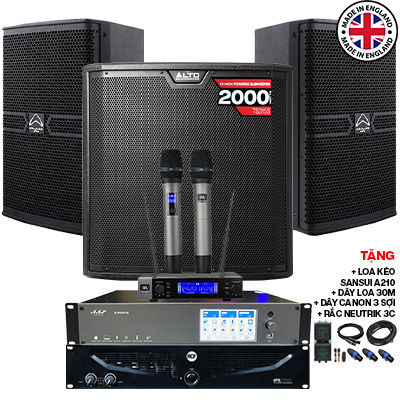 Dàn karaoke cao cấp Wharfedale 04 (Wharfedale Pro ANGLO 12, RCF IPS 2700, Alto TS315S, AAP K9900II, JBL VM200)