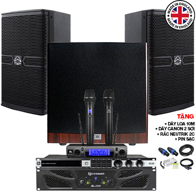 Dàn karaoke cao cấp Wharfedale 06 (Wharfedale Pro ANGLO E10, Crown Xli2500, JBL KX180, JBL A120P, JBL VM300)