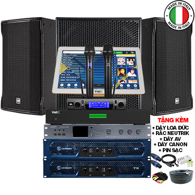Dàn karaoke gia đình cao cấp RCF 14 (RCF CMAX 4112, S8018 II, Crown T7, Crown T10, K9900II, 4K Plus 6TB, VM300)