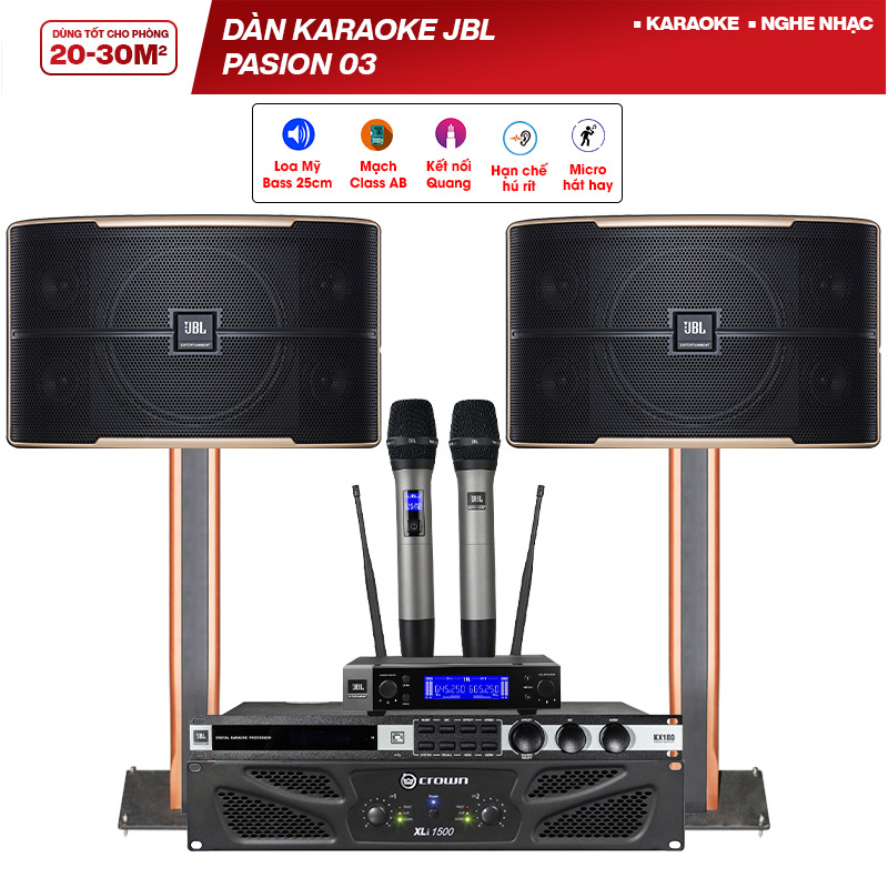 Dàn karaoke JBL Pasion 03 (JBL Pasion 10, Crown Xli1500, JBL KX180A,  JBL VM200)