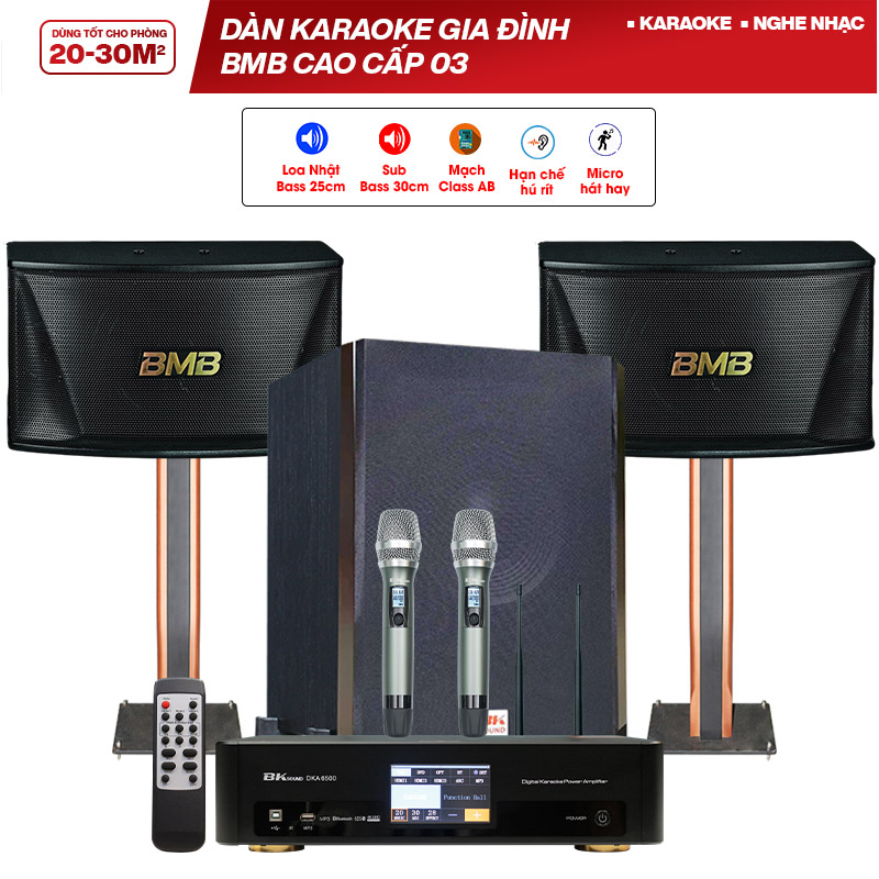 Dàn karaoke gia đình BMB cao cấp 03 (BMB CSN 510, BKSound DKA 6500, BKSound SW612 B)