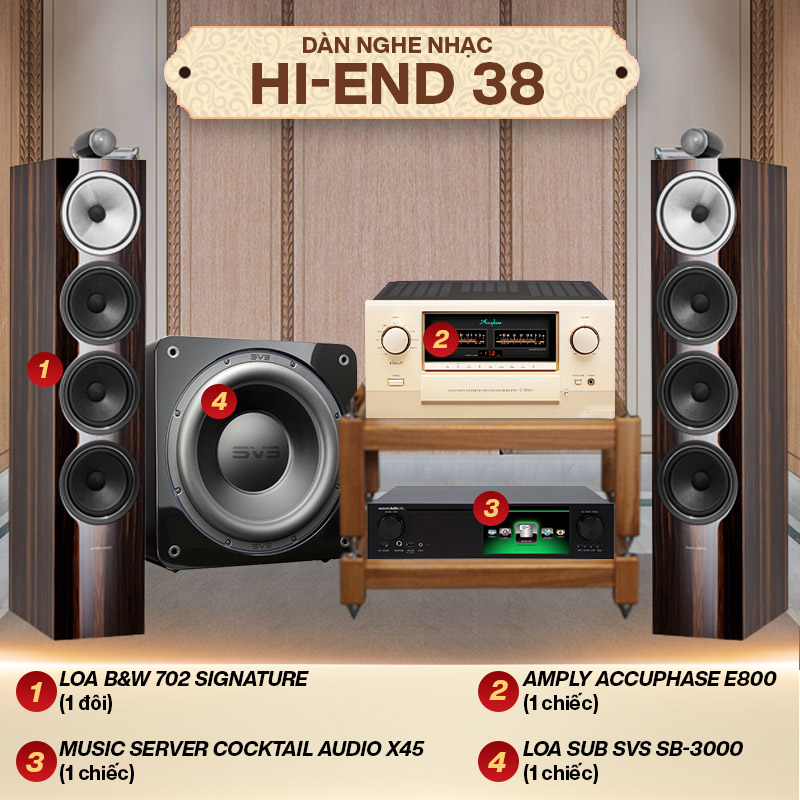 Dàn nghe nhạc Hi-end 38 (B&W 702 Signature + Accuphase E800 + SVS 3000 Micro + Cocktail Audio X45)